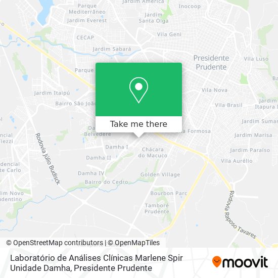 Laboratório de Análises Clínicas Marlene Spir Unidade Damha map