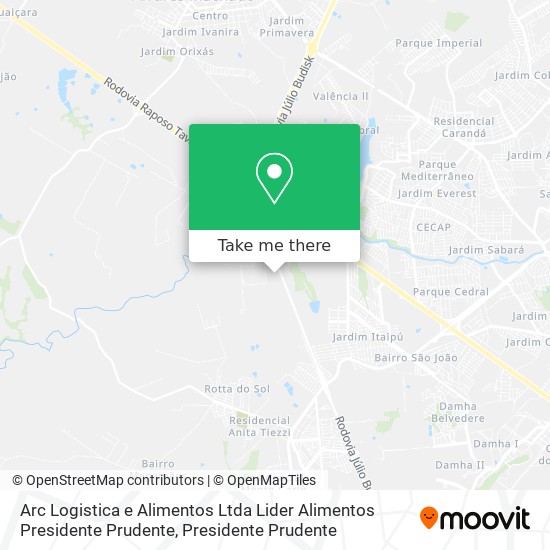 Arc Logistica e Alimentos Ltda Lider Alimentos Presidente Prudente map