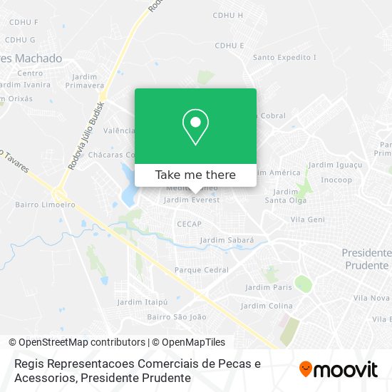 Regis Representacoes Comerciais de Pecas e Acessorios map