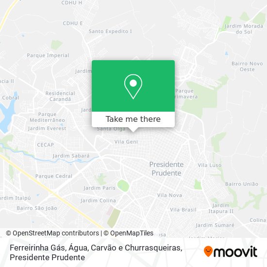 Ferreirinha Gás, Água, Carvão e Churrasqueiras map