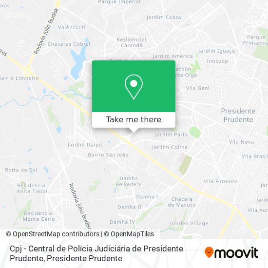 Cpj - Central de Polícia Judiciária de Presidente Prudente map