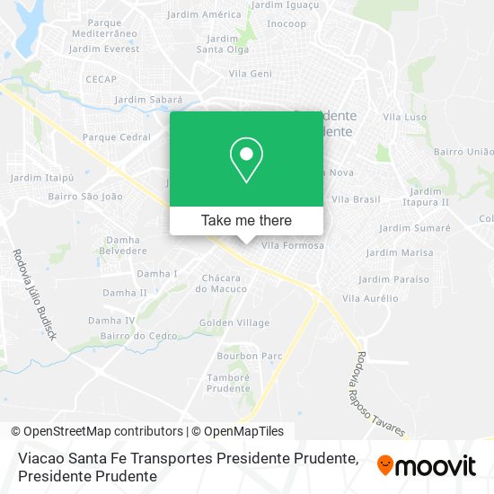 Viacao Santa Fe Transportes Presidente Prudente map