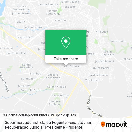 Supermercado Estrela de Regente Feijo Ltda Em Recuperacao Judicial map
