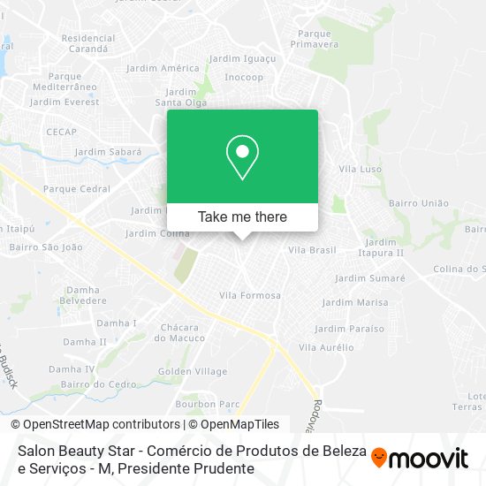 Mapa Salon Beauty Star - Comércio de Produtos de Beleza e Serviços - M