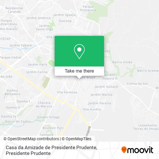 Mapa Casa da Amizade de Presidente Prudente