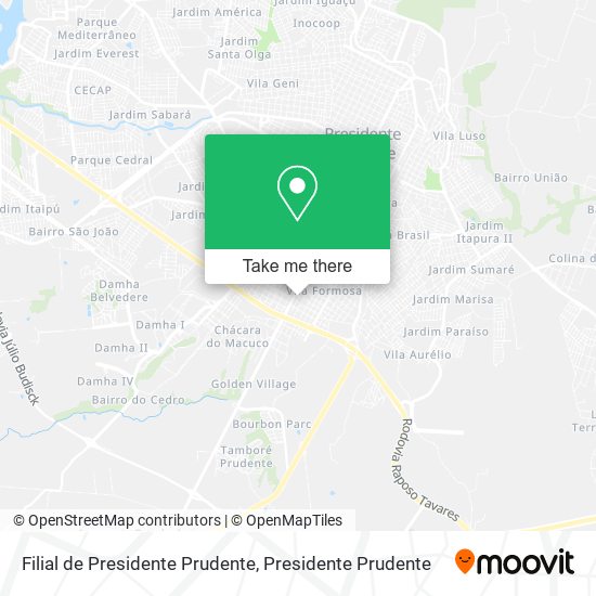 Filial de Presidente Prudente map