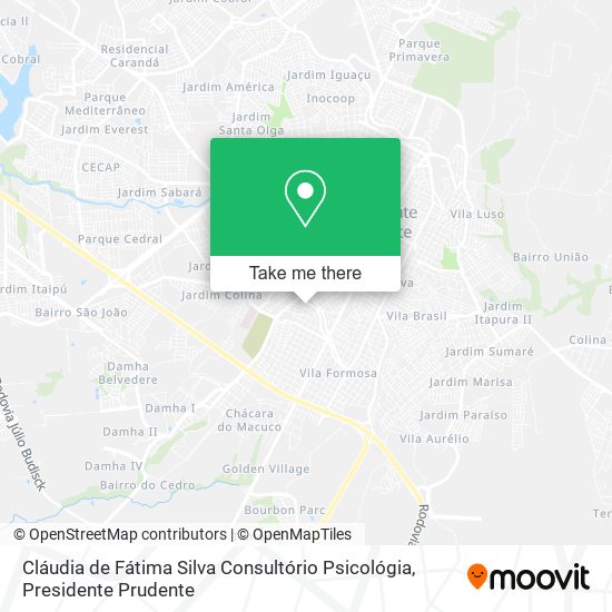 Cláudia de Fátima Silva Consultório Psicológia map