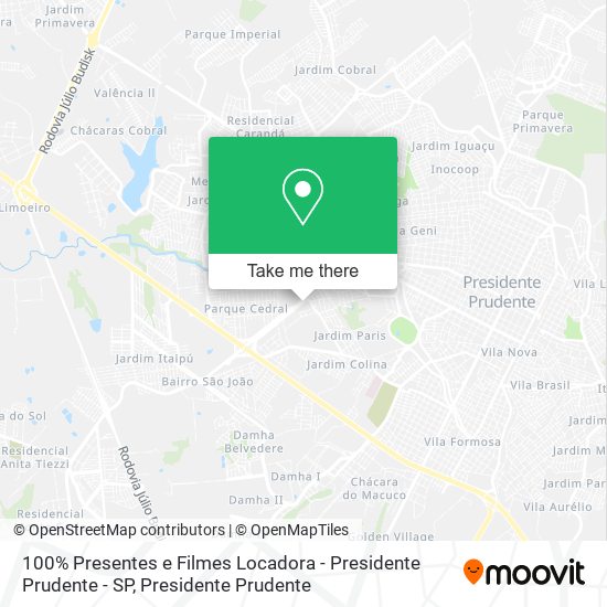 100% Presentes e Filmes Locadora - Presidente Prudente - SP map