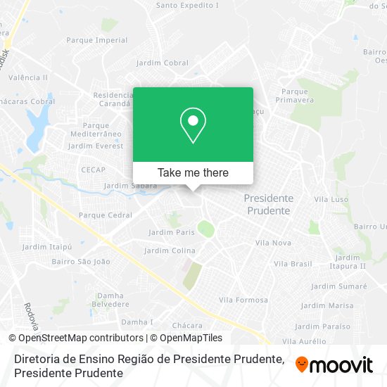 Diretoria de Ensino Região de Presidente Prudente map
