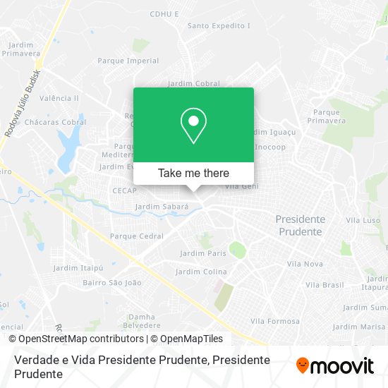 Verdade e Vida Presidente Prudente map