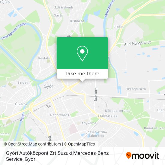 Győri Autóközpont Zrt Suzuki,Mercedes-Benz Service map