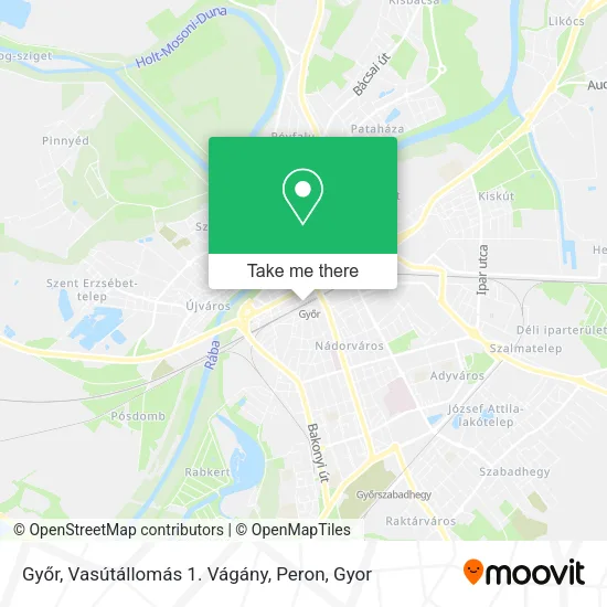 Győr, Vasútállomás 1. Vágány, Peron map