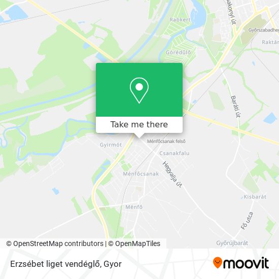 Erzsébet liget vendéglő map