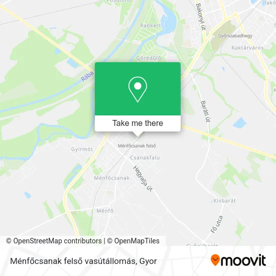Ménfőcsanak felső vasútállomás map