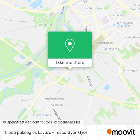 Lipóti pékség és kávézó - Tesco Győr map