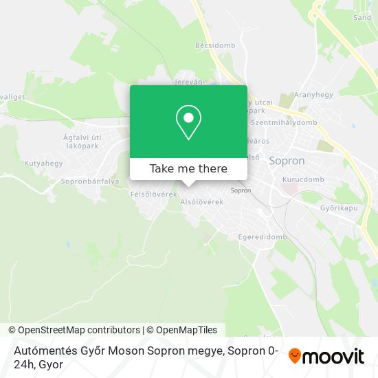 Autómentés Győr Moson Sopron megye, Sopron 0-24h map