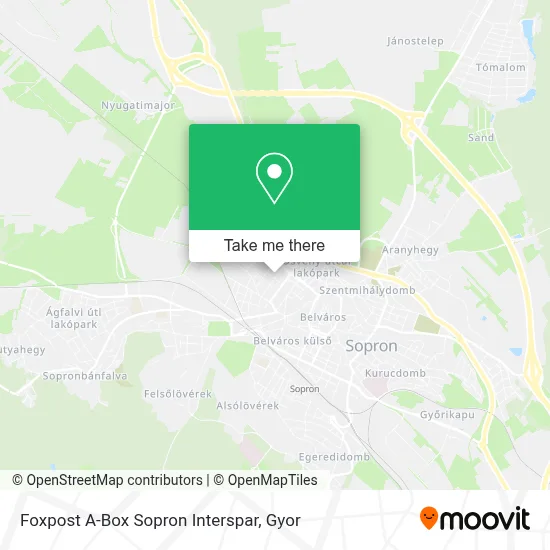 Foxpost A-Box Sopron Interspar map