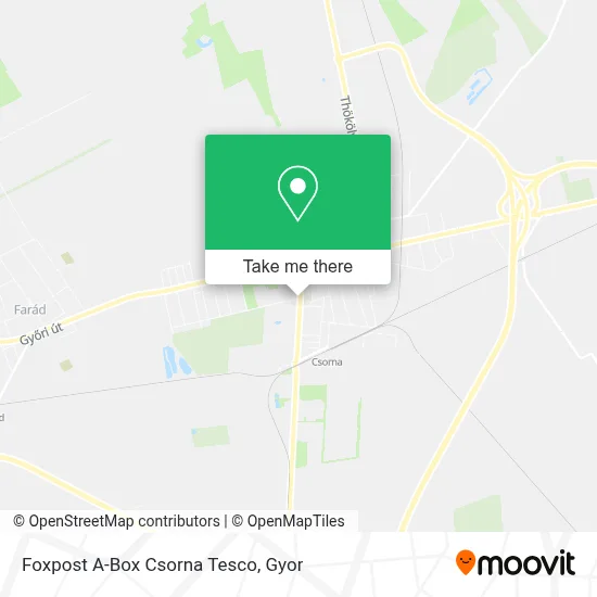 Foxpost A-Box Csorna Tesco map