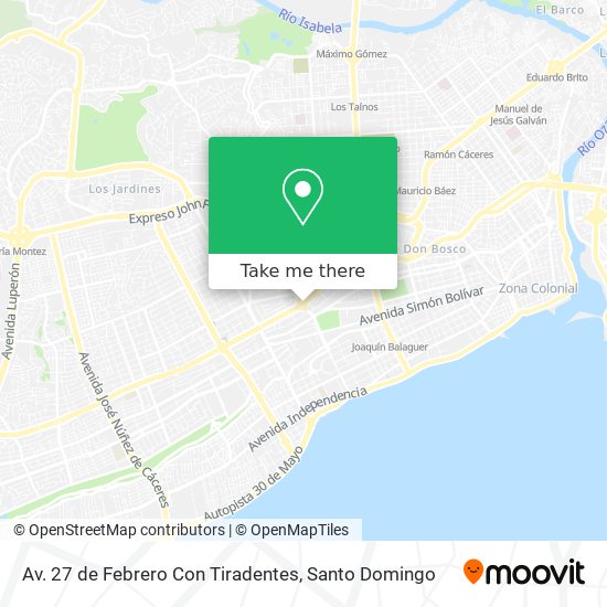 Mapa de Av. 27 de Febrero Con Tiradentes