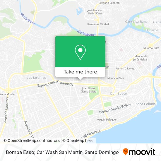 Bomba Esso; Car Wash San Martin map