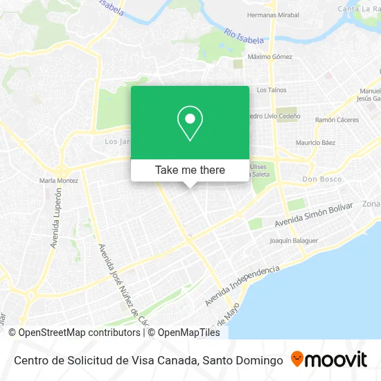 Mapa de Centro de Solicitud de Visa Canada