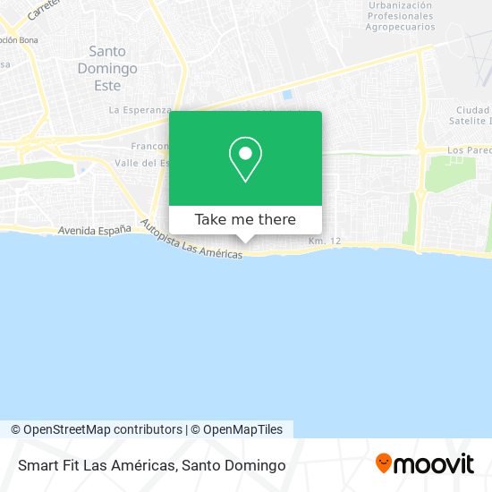 Smart Fit Las Américas map