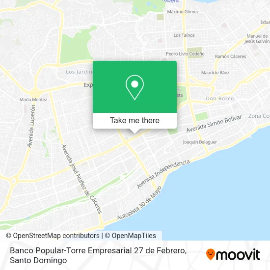 Mapa de Banco Popular-Torre Empresarial 27 de Febrero