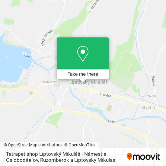 Tatrapet shop Liptovský Mikuláš - Námestie Osloboditeľov map