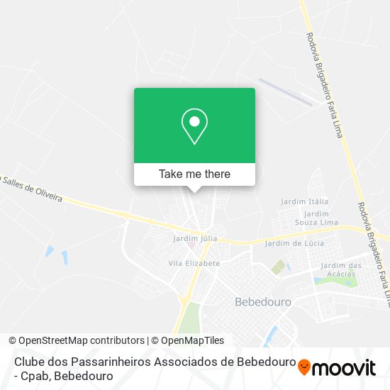 Mapa Clube dos Passarinheiros Associados de Bebedouro - Cpab