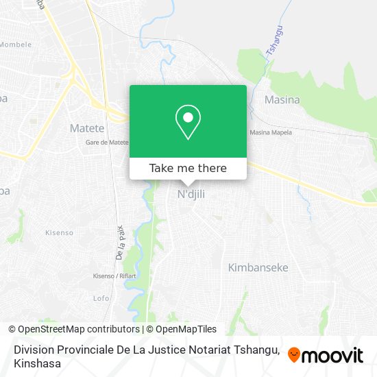 Division Provinciale De La Justice Notariat Tshangu map