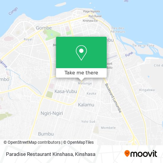 Paradise Restaurant Kinshasa map