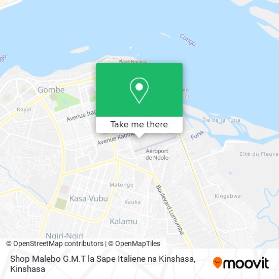 Shop Malebo G.M.T la Sape Italiene na Kinshasa map