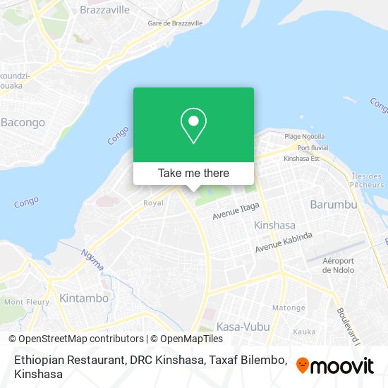 Ethiopian Restaurant, DRC Kinshasa, Taxaf Bilembo map