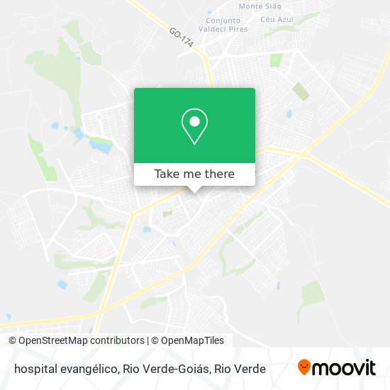 hospital evangélico, Rio Verde-Goiás map
