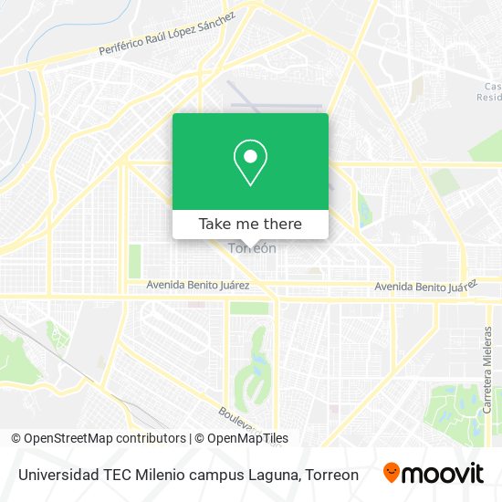 Mapa de Universidad TEC Milenio campus Laguna