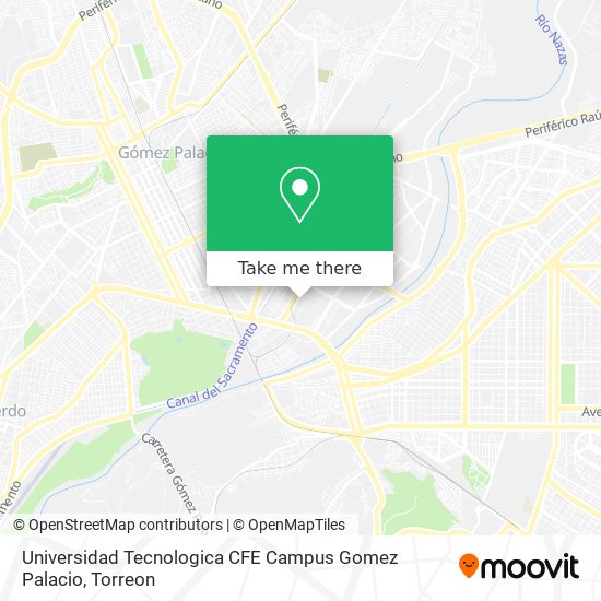 Mapa de Universidad Tecnologica CFE Campus Gomez Palacio