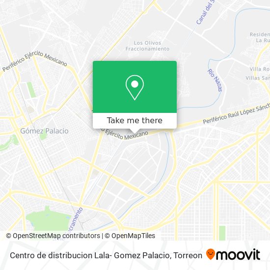 Mapa de Centro de distribucion Lala- Gomez Palacio