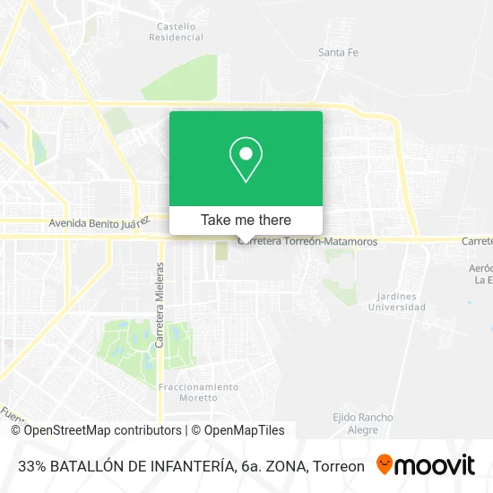 Mapa de 33% BATALLÓN DE INFANTERÍA, 6a. ZONA