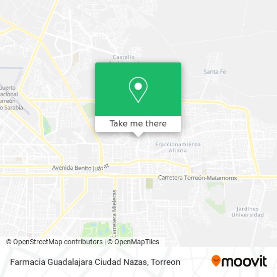 Farmacia Guadalajara Ciudad Nazas map