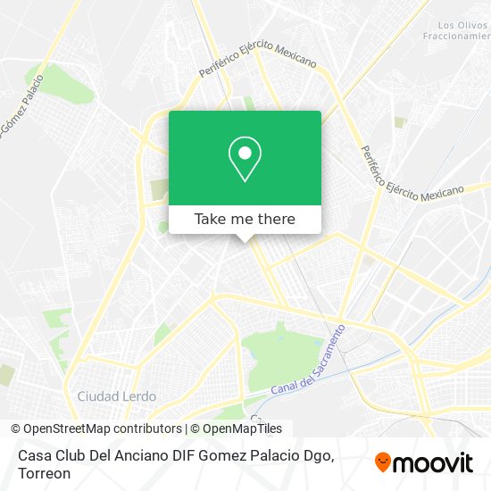 Mapa de Casa Club Del Anciano DIF Gomez Palacio Dgo