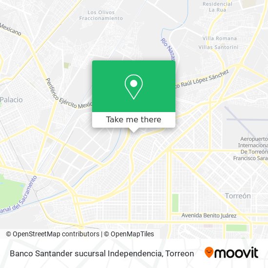 How to get to Banco Santander sucursal Independencia in Torreón by Bus?