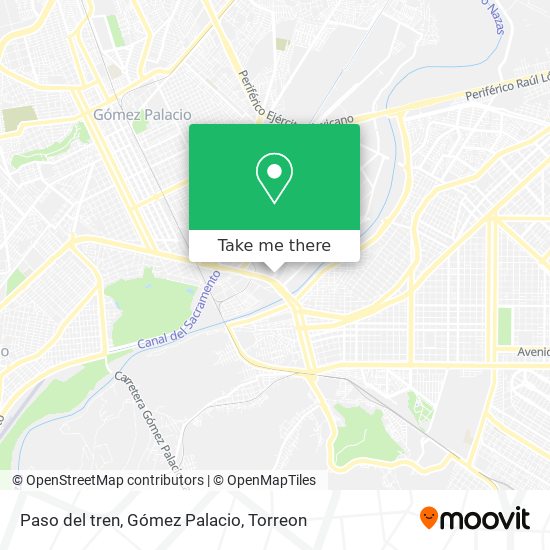 Paso del tren, Gómez Palacio map