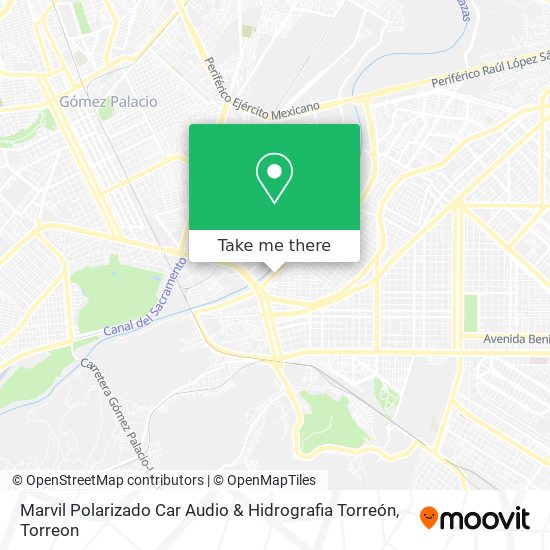 Mapa de Marvil Polarizado Car Audio & Hidrografia Torreón