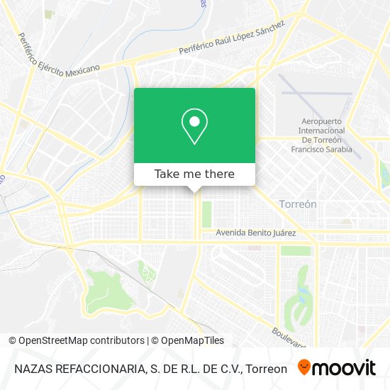 NAZAS REFACCIONARIA, S. DE R.L. DE C.V. map