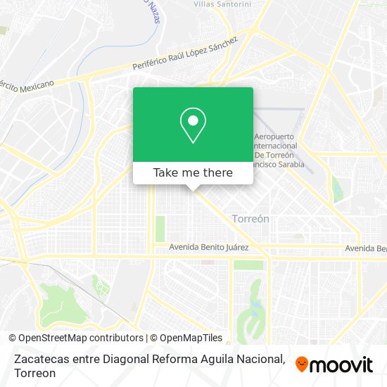 Zacatecas entre Diagonal Reforma Aguila Nacional map