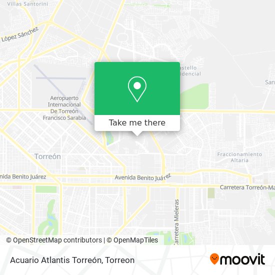 Acuario Atlantis Torreón map