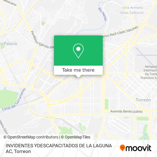 INVIDENTES YDESCAPACITADOS DE LA LAGUNA AC map