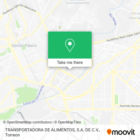 Mapa de TRANSPORTADORA DE ALIMENTOS, S.A. DE C.V.