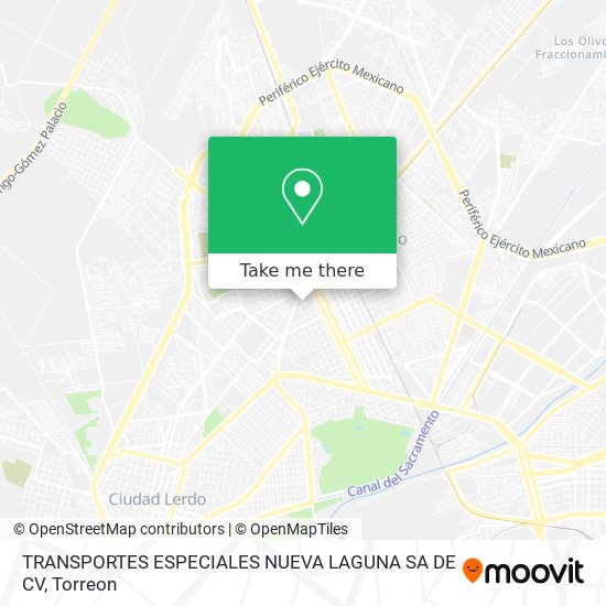 TRANSPORTES ESPECIALES NUEVA LAGUNA SA DE CV map
