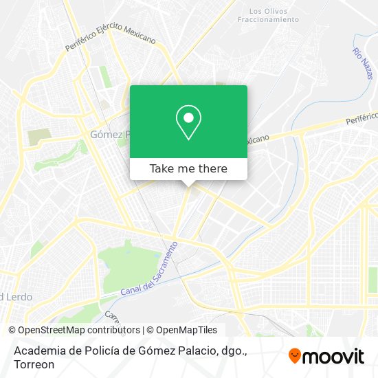 Academia de Policía de Gómez Palacio, dgo. map